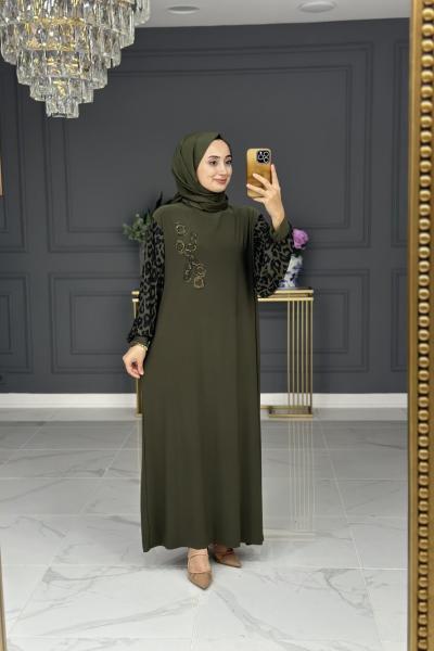 delal elbise büyük beden - haki Haki