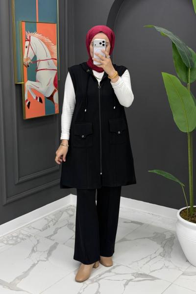 Deniz Yelekli Takım - Siyah Siyah