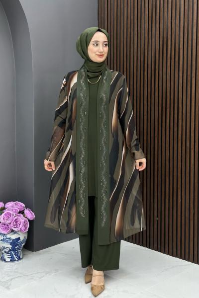 Dila Üçlü Takım - Haki  Haki