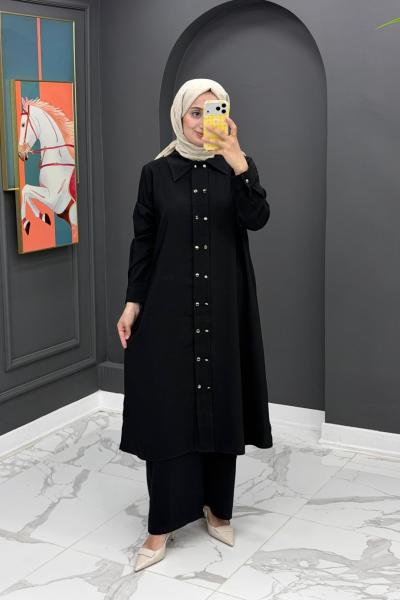 Elif Uzun Takım-Siyah Siyah