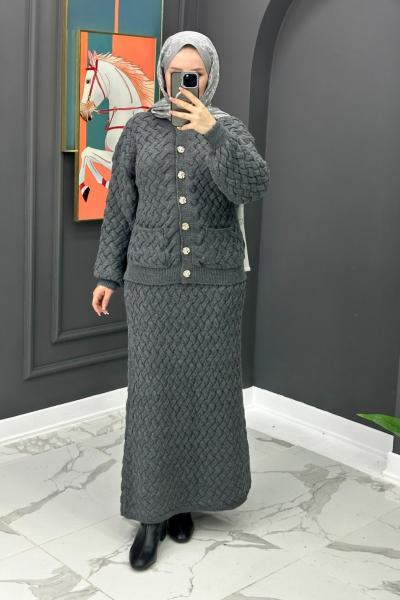 Elsa Triko Etekli Takım - Gri  Gri