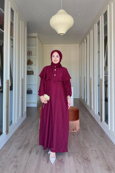 ELVAN ELBİSE - BORDO  Bordo