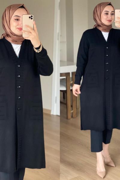 Esvet Hırka -Sıyah Siyah