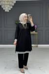 Eylül tesettur takım - siyah Siyah