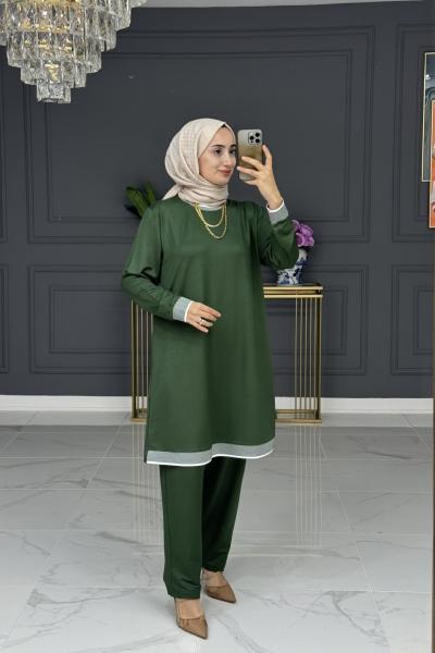 Eylül tesettur takım - haki Haki