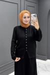 Feyza Triko Etekli Takım - Siyah Siyah