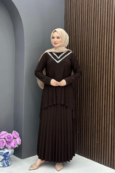 Firuze Etekli Takım - Kahve  Kahverengi