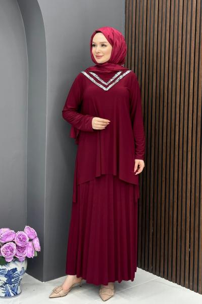 Firuze Etekli Takım - Bordo Bordo