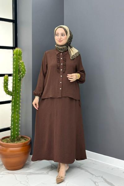 Flora Etekli Takım - Kahve  Kahverengi
