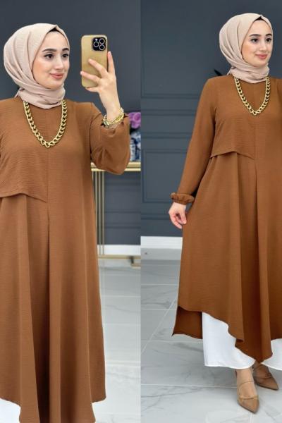 Flower Takım - Kahve Kahverengi