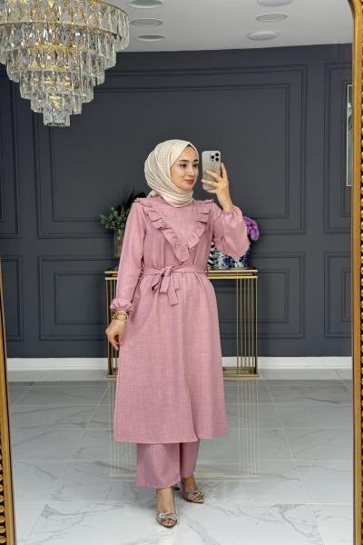 Gökçe uzun tesettur - pembe Pembe
