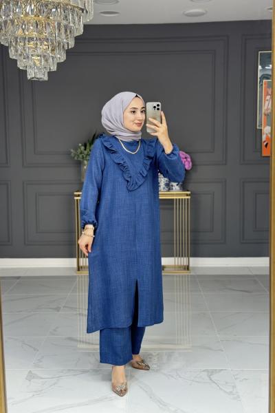 Gökçe uzun tesettur -mavi Mavi