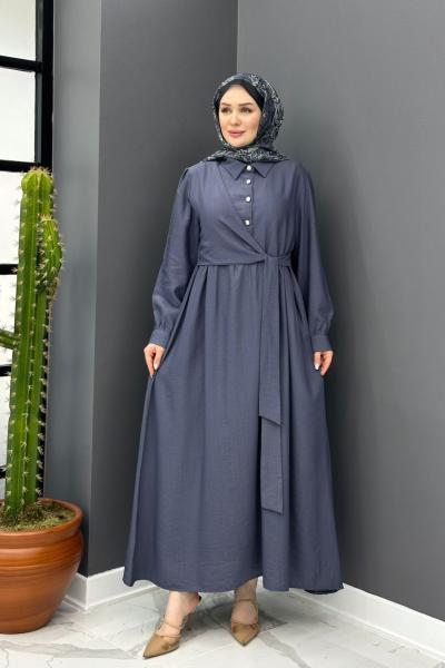 Gülben Elbise - Gri Gri