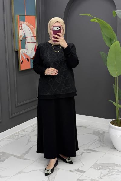 Gülendam Etekli Takım - Siyah Siyah