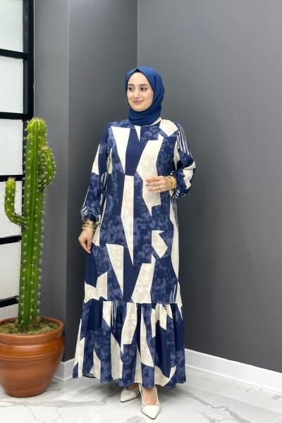 Güllü Elbise - Lacivert  Lacivert