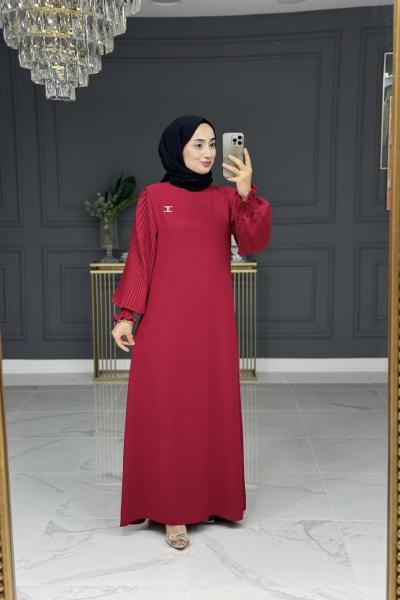 Gülşah tesettur abiye - kırmızı Kırmızı