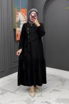 Gülseli elbise - Siyah Siyah