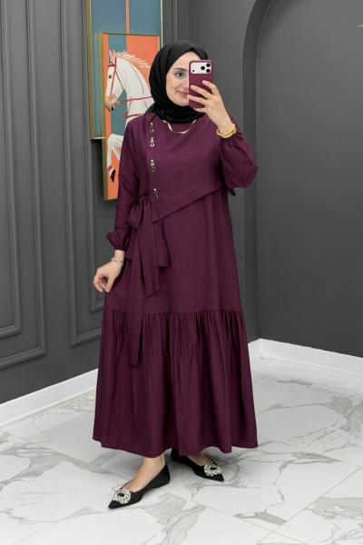 Gülseli elbise mürdüm Mürdüm