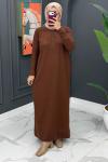 Gülten Merserize Elbise - Kahve  Kahverengi