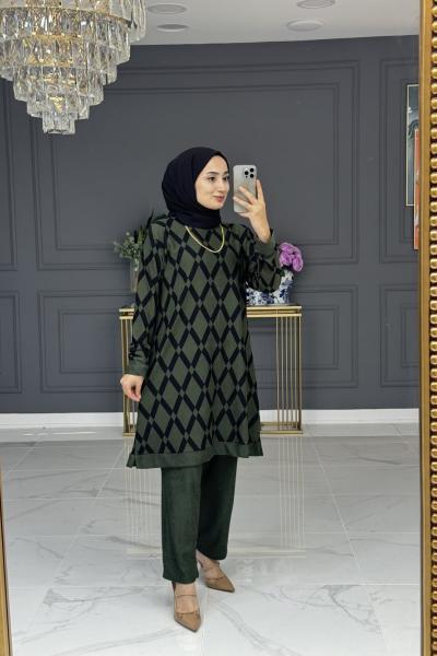 hacer tesettür takım - haki Haki