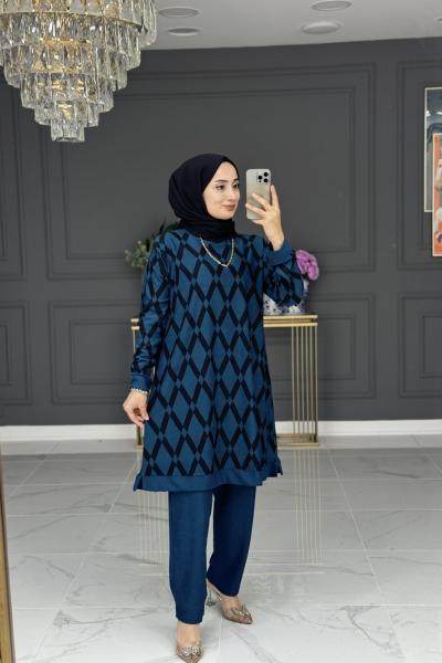 hacer tesettür takım - petrol Petrol Mavisi