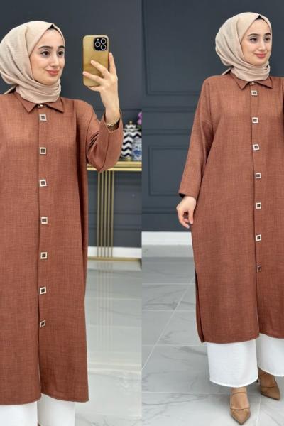 Halide Tunik - Kahve Kahverengi