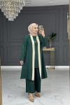 Halis üçlü tesettur takım - zümrüt Zümrüt