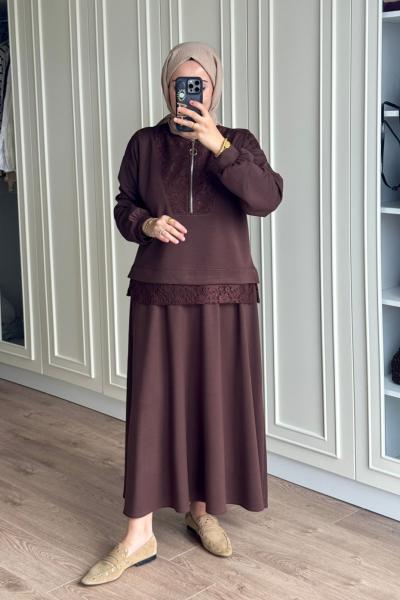 Hanan Etekli Takım - Kahve  Kahverengi