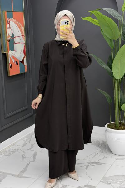 Hanife Uzun Takım - Kahve Kahverengi