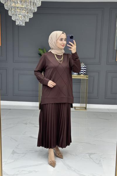 hatice etekli takım - kahve Kahverengi