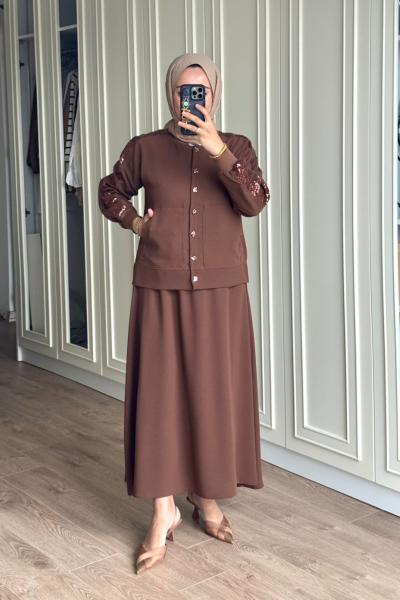 Havva Etekli Takım - Kahve  Kahverengi