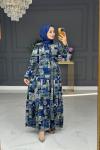 Hazal kışlık uzun elbise - mavi Mavi