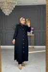 Hüda fitilli uzun takım - siyah  Siyah