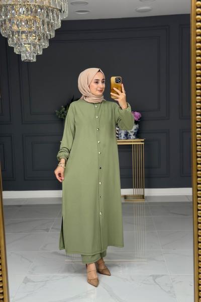 Hüda fitilli uzun takım - yeşil Yeşil