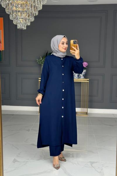 Hüda fitilli uzun takım -laci Lacivert