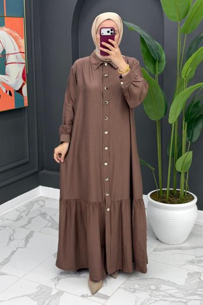 Hülya Uzun Elbise - Kahve Kahverengi