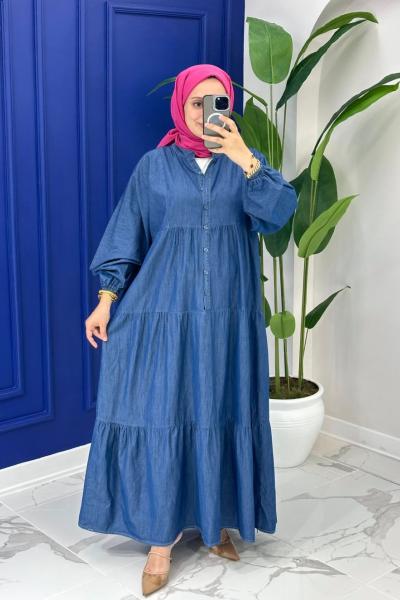 İdil Kot Elbise - Koyu Mavi  Mavi