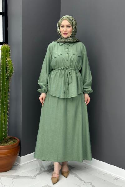 İnci Etekli Takım - Açık Yeşil  Yeşil