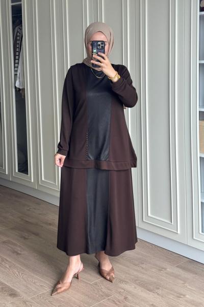 Işılay Etekli Takım - Kahve Kahverengi