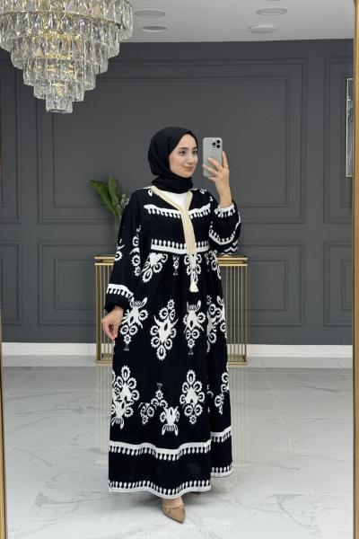 Kamelya Elbise - Siyah  Siyah