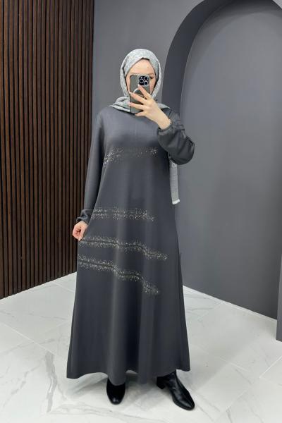 Kenza Elbise - Gri Gri