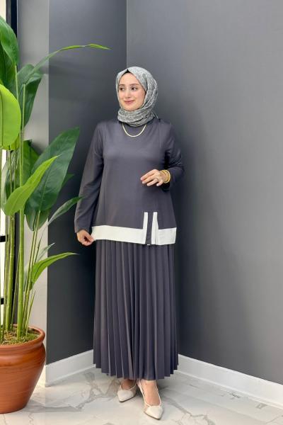 Kibar Etekli Takım - Gri Gri