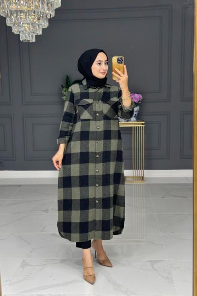 Kiraz oduncu Uzun Gömlek - haki Haki