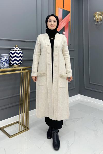 Kıymet Hırka - Bej Bej