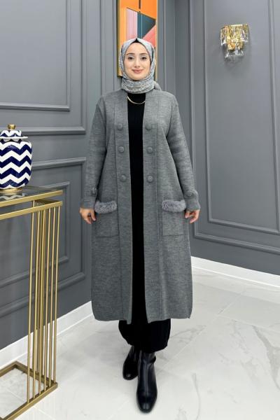 Kıymet Hırka - Gri Gri