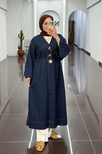Kot Kap Kimono-Koyu Mavi Mavi