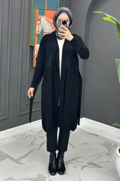 Kurtarıcı Triko Hırka - Siyah  Siyah