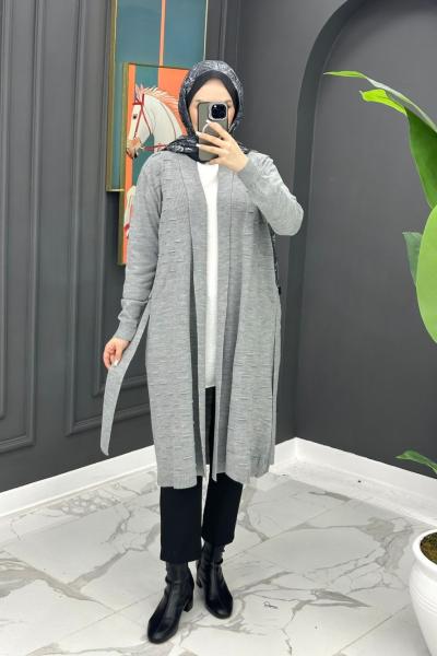 Kurtarıcı Triko Hırka - Gri Gri