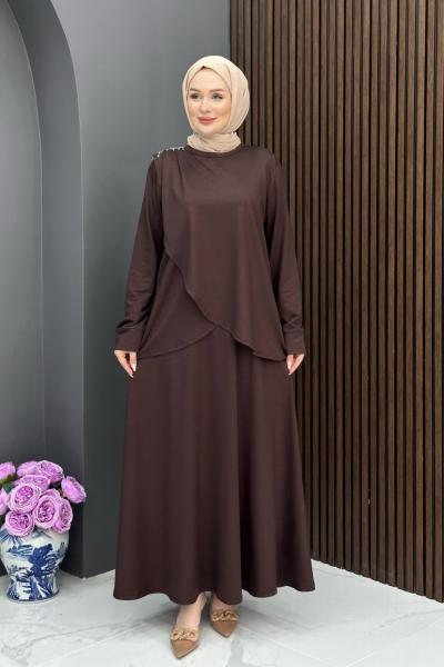 Lale Etekli Takım - Kahve   Kahverengi