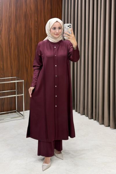 Lamia Uzun Takım - Bordo Bordo